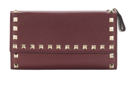 Valentino Rockstud Continental Wallet, Leather, Burgundy, DB/B, 4*